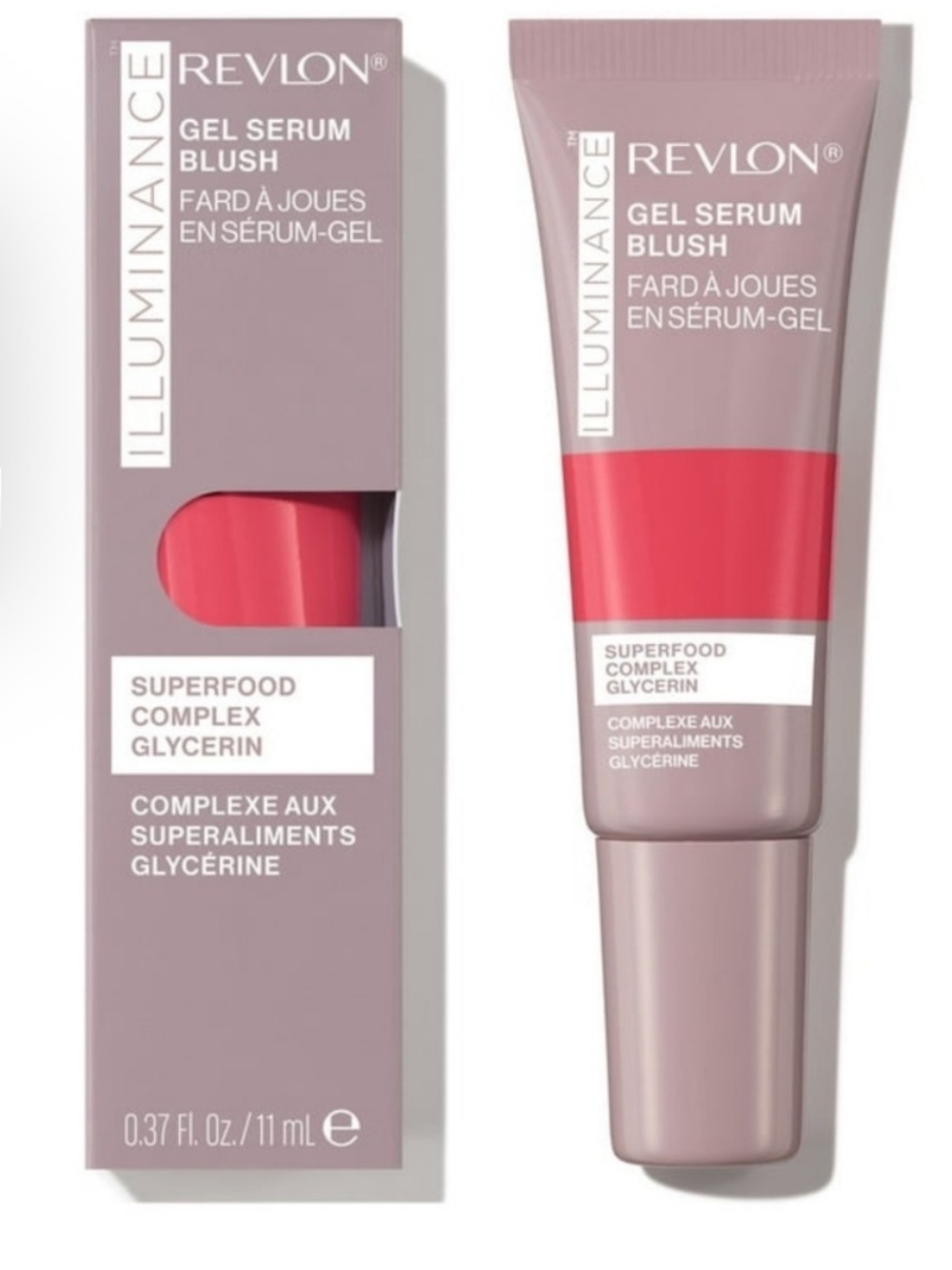 Revlon ILLUMINANCE gel serum blush color 140 brilliant berry size 0.37fl oz .
